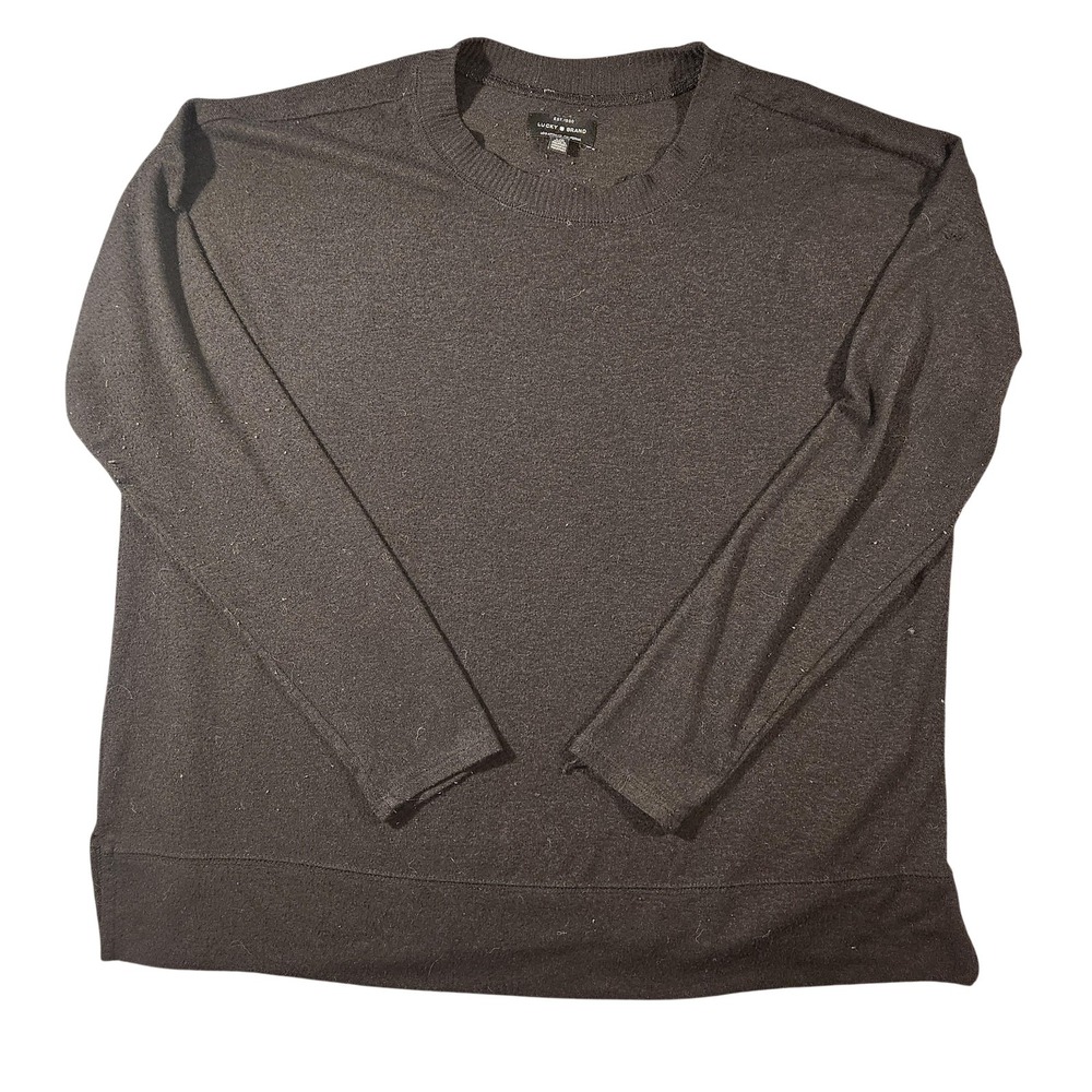 Lucky Brand Sweater Mens Large Black‎ Crewneck Knit Pullover Casual 7WC7008